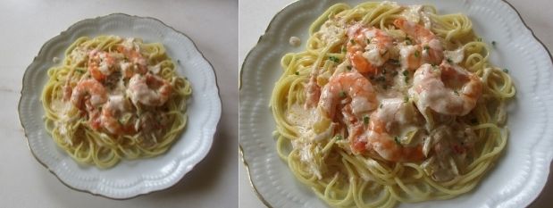 Pâtes aux crevettes à la crème