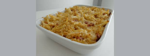 Gratin de Pâtes Lardon et Mozarella