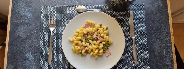 Serpentini jambon et petit pois