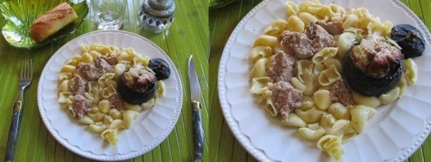 Pâtes et courgettes farcies