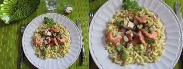 Salade avocat crevettes féta