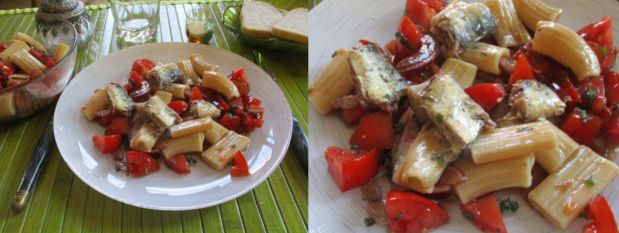 Salade de pâtes sardines tomates