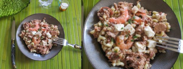 Salade fraîcheur thon crevette féta