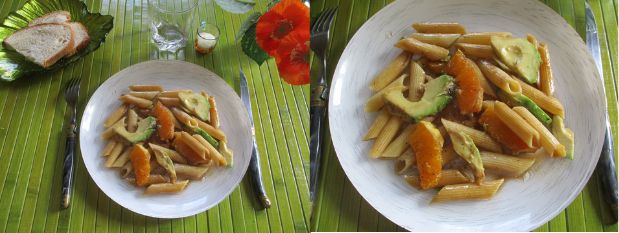 salade de pâtes avocat et orange