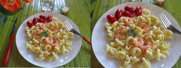 Pâtes et crevettes au curry
