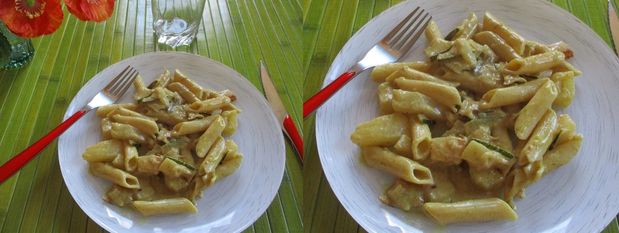 Pennes courgettes et curry