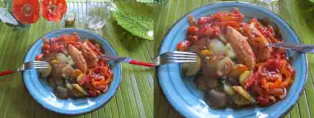 Poulet aux poivrons et tomates