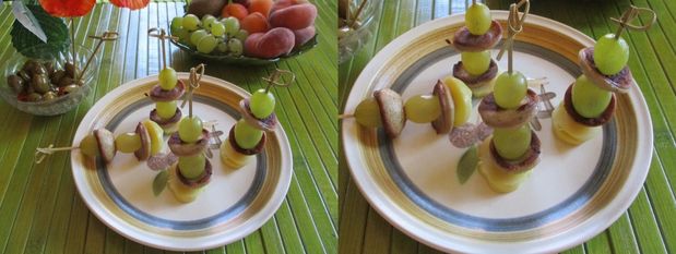 Minis brochettes raisin boudin blanc