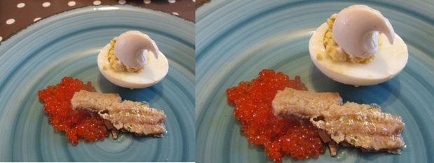 Œuf mimosa et œuf de truite