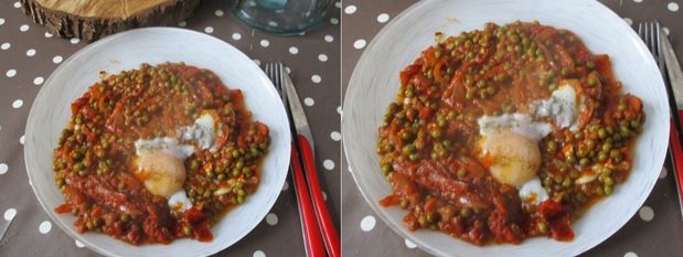 Petits Pois et œufs façon tajine
