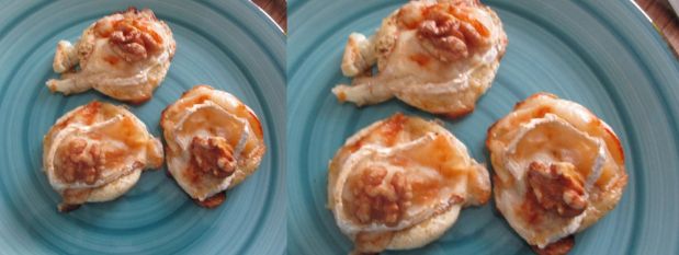 Bouchées poires chèvre et noix